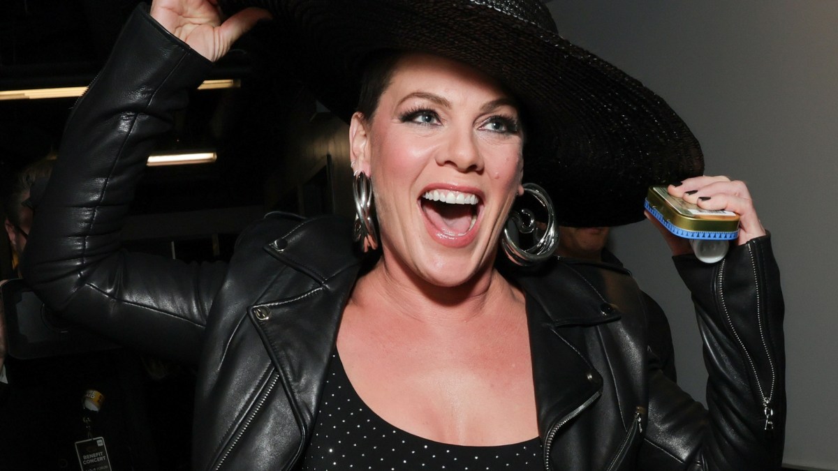 Pink smiling at a benefit concert