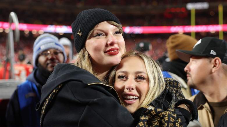 Taylor Swift hugs Brittany Mahomes after the Kansas City Chiefs defeated the Buffalo Bills