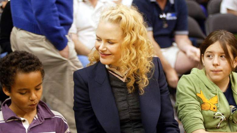 Nicole Kidman and her children Connor (L) and Isabella (R) attend a game between the Los Angeles Lakers and the Miami Heat at the Staples Center December 25, 2004