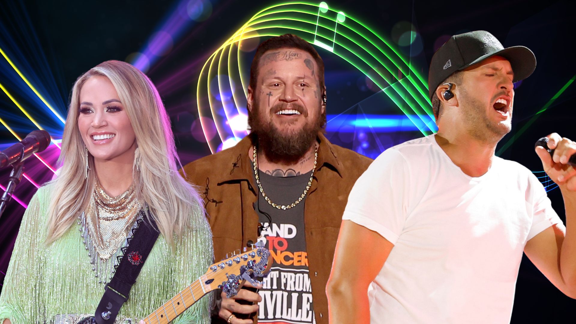 Carrie Underwood, Jelly Roll, Luke Bryan