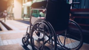 a woman in a wheelchair