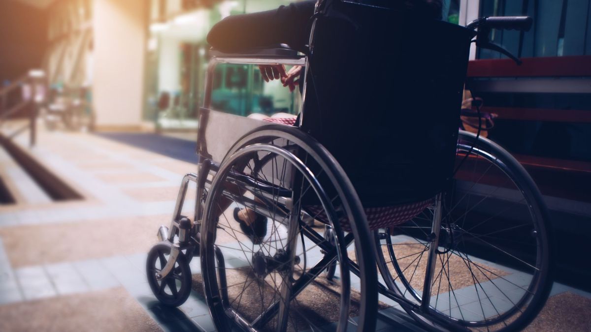 a woman in a wheelchair
