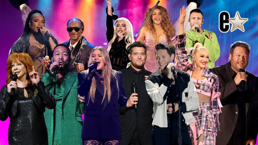 Reba McEntire, Jennifer Hudson, Snoop Dogg, Kelly Clarkson, Christina Aguilera, Michael Buble, Shakira, Niall Horan, Adam Levine, Gwen Stefani, Blake Shelton