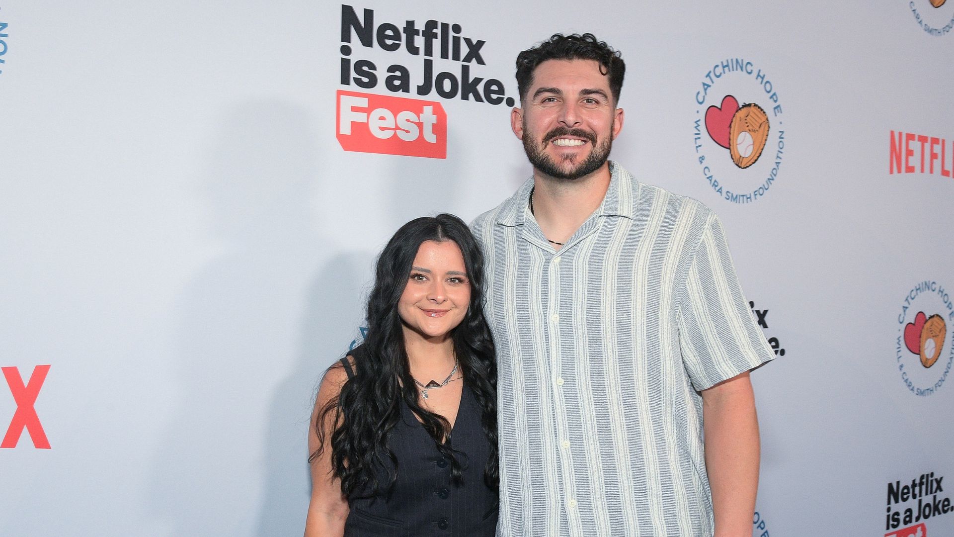 Kayla Vesia and Alex Vesia attend Netflix Is A Joke Festival Presents: Dodgers Comedy Night Hosted By Cedric The Entertainer at The Orpheum Theatre on May 08, 2024