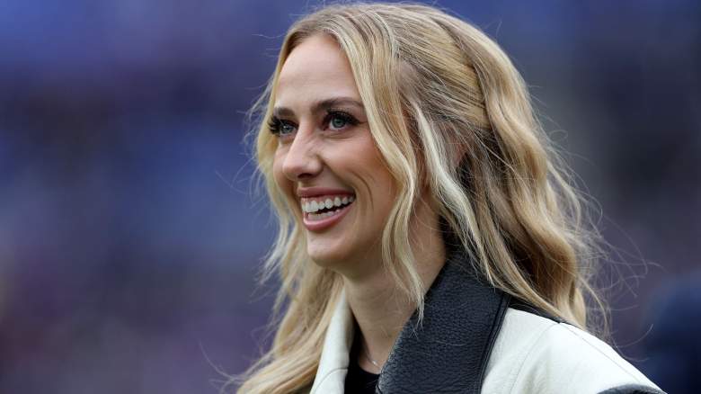 Brittany Mahomes, wife of Patrick Mahomes #15 of the Kansas City Chiefs, is seen on the field prior to the AFC Championship Game