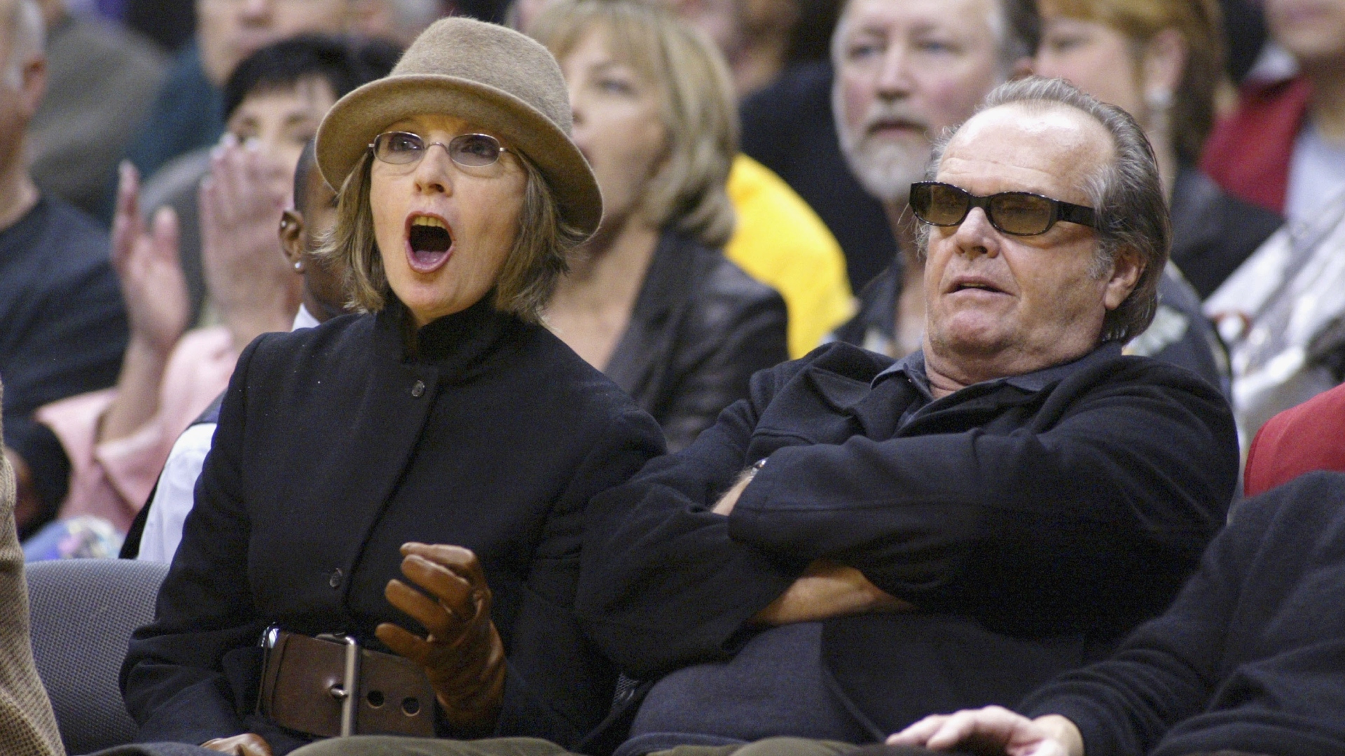 Diane Keaton and Jack Nicholson attend a sporting event