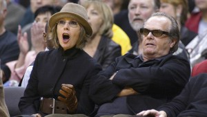 Diane Keaton and Jack Nicholson attend a sporting event