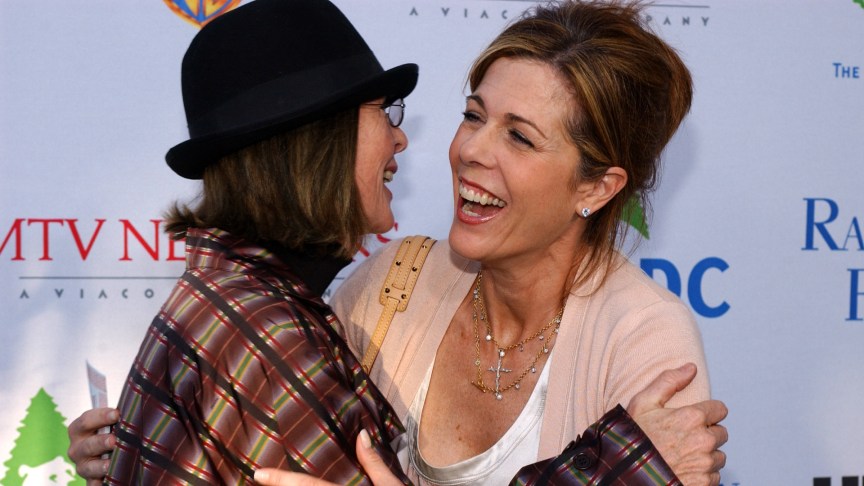 Diane Keaton and Rita Wilson embracing