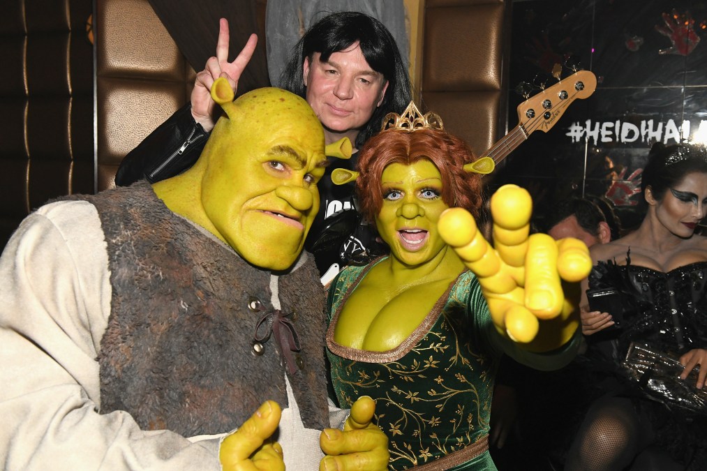 Musician Tom Kaulitz, Actor Mike Myers and Model Heidi Klum attend Heidi Klum's 19th Annual Halloween Party