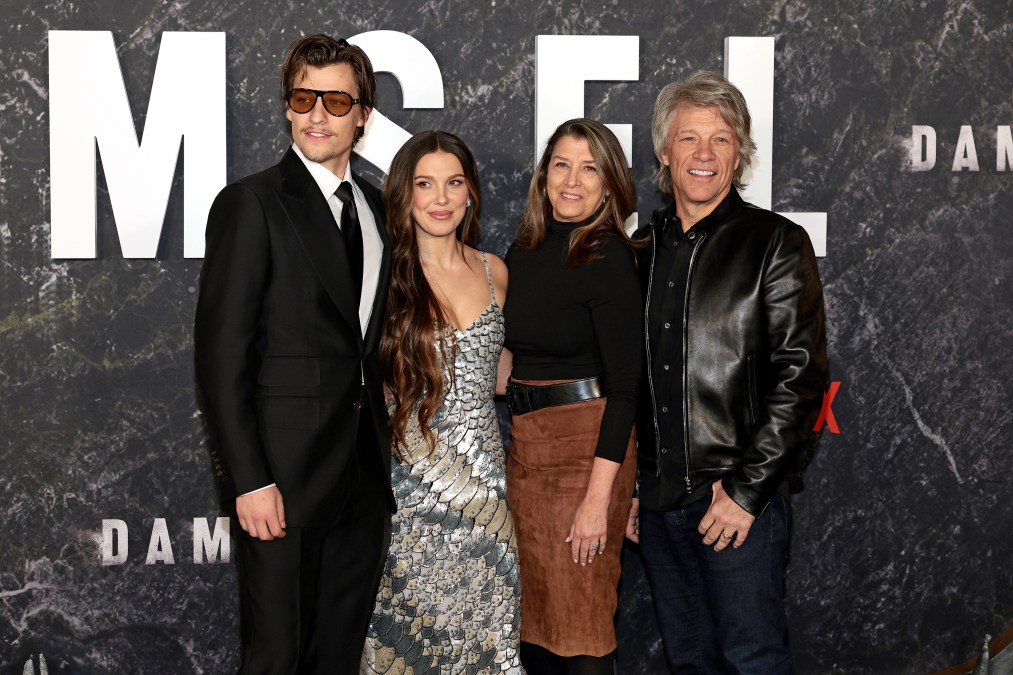Jake Bongiovi, Millie Bobby Brown, Dorothea Hurley, and Jon Bon Jovi