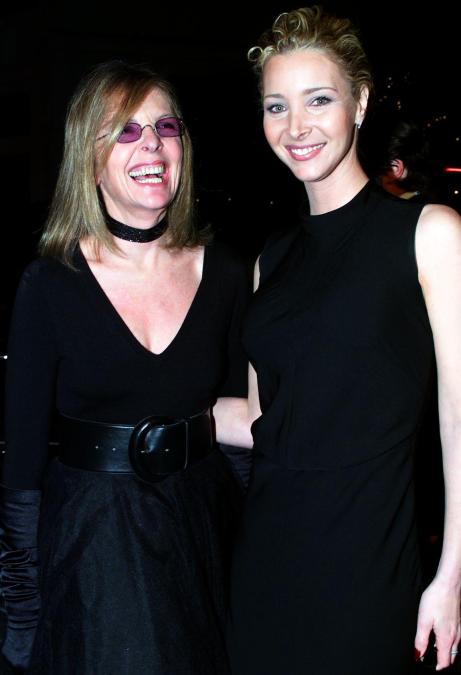 director/actress Diane Keaton (L) arrives at the premiere of her new film "Hanging Up" with co-star Lisa Kudrow (R) 