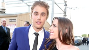 Justin Bieber and mom Pattie Mallette smiling