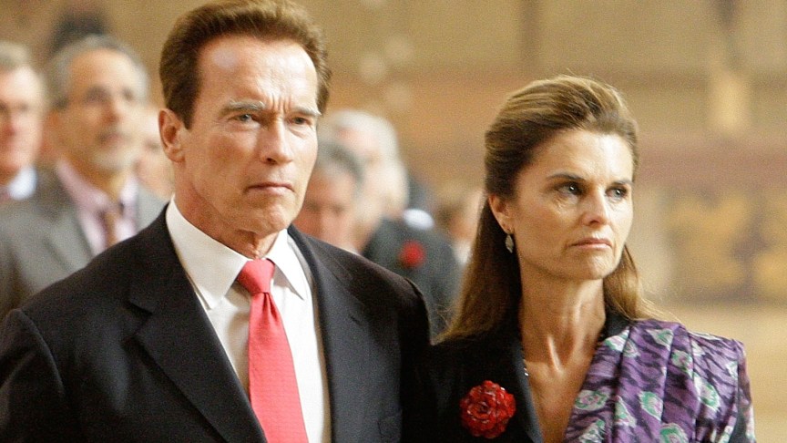 Maria Shriver and Arnold Schwarzenegger attend a funeral