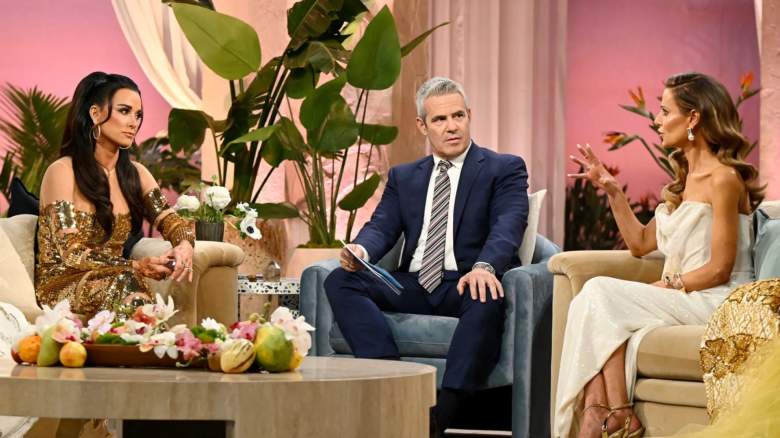 Kyle Richards, Andy Cohen, and Dorit Kemsley at the RHOBH reunion