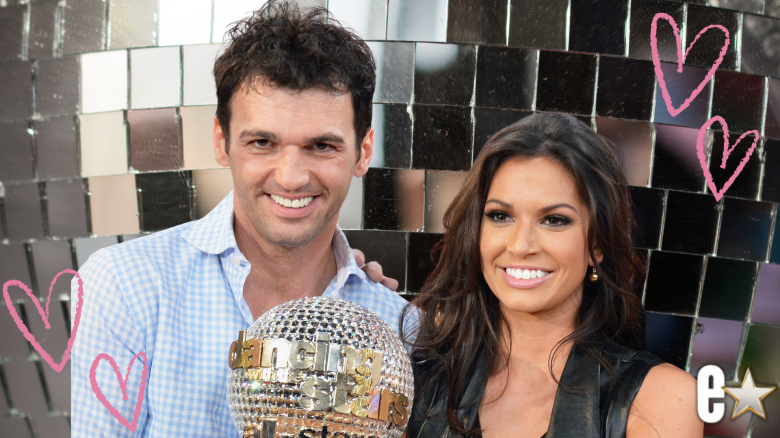 ony Dovolani and Melissa Rycroft pose with their Mirrorball Trophy