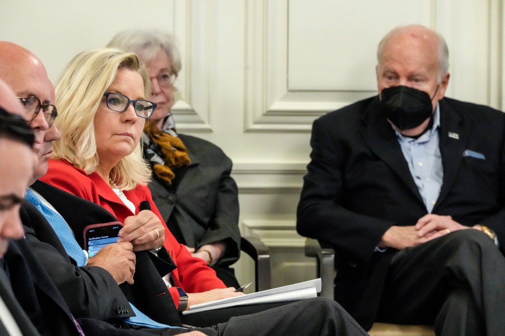 Dick Cheney watching his daughter.