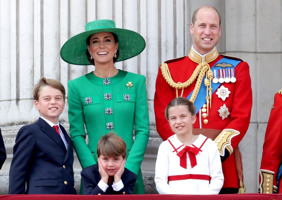 Prince William, Prince of Wales, Prince Louis of Wales, Catherine, Princess of Wales , Princess Charlotte of Wales and Prince George of Wales 