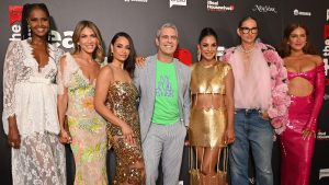 Ubah Hassan, Erin Lichy, Sai De Silva, Andy Cohen, Jessel Taank, Jenna Lyons, and Brynn Whitfield at The Real Housewives of New York Premiere Celebration in 2023
