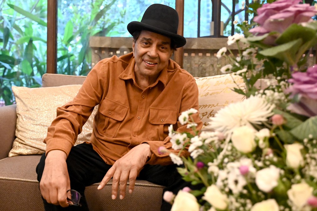 Bollywood actor Dharmendra poses for a photo 