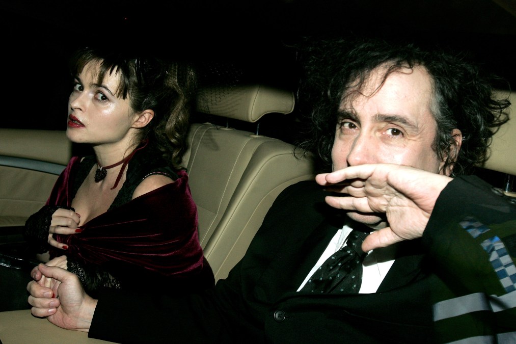 Helena Bonham Carter and Tim Burton in a car