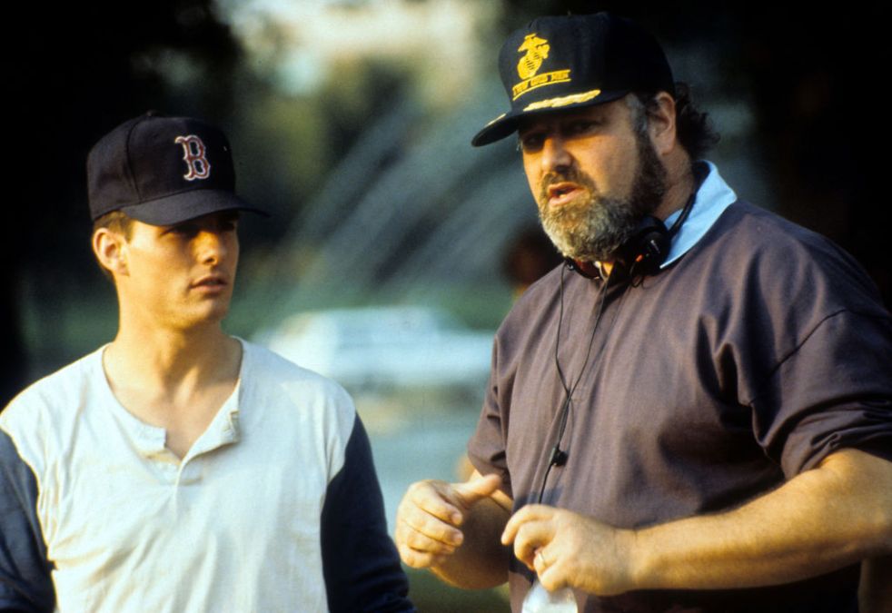 Tom Cruise listening to Director Rob Reiner in between scenes from the film "A Few Good Men"