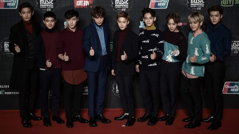 K-Pop music band members EXO pose on the red carpet of the 2015 Mnet Asian Music Awards (MAMA)