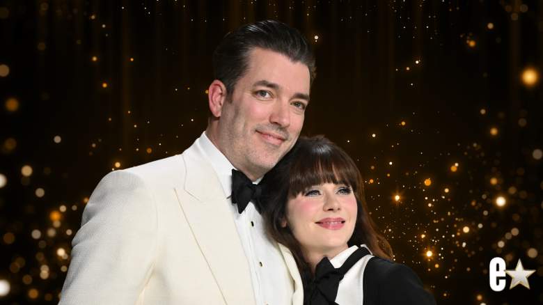Jonathan Scott and Zooey Deschanel smiling at an event