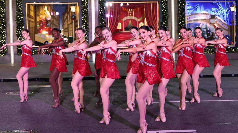 The Radio City Rockettes perform during the Saks Fifth Avenue Holiday Light Show & Window Unveiling 2025 on November 24, 2025 in New York City.