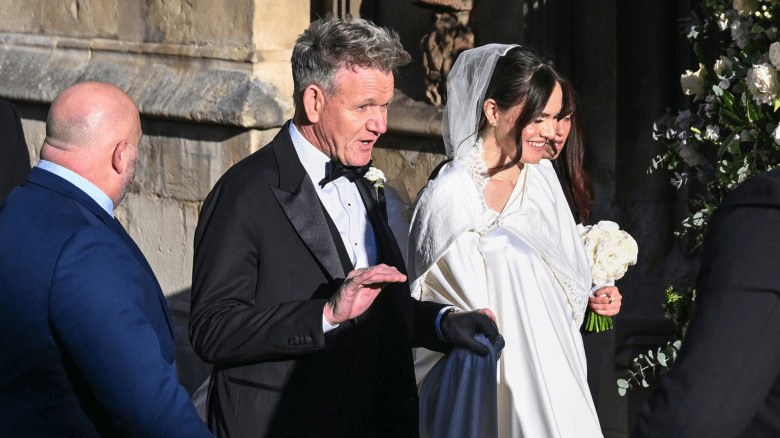 Gordon Ramsay and daughter Holly Ramsay arrive for her wedding to Adam Peaty