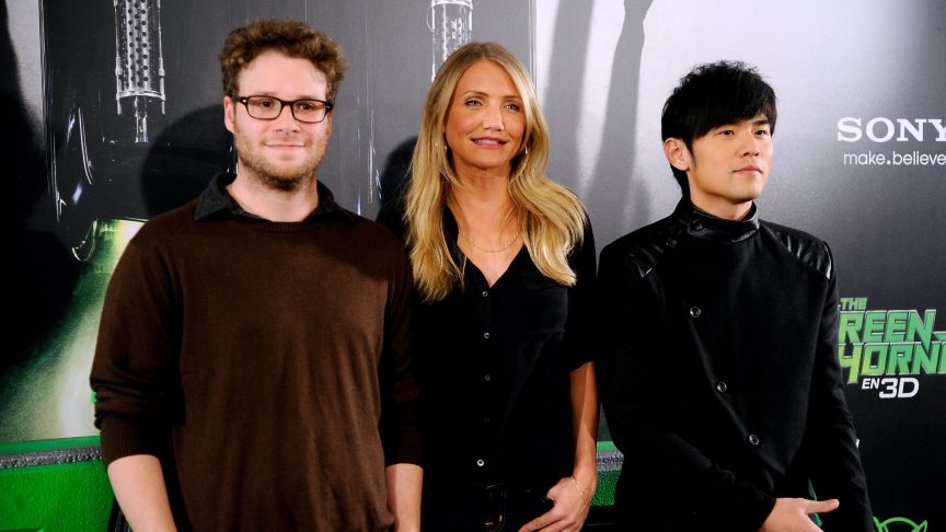 Seth Rogen, Cameron Diaz, and Jay Chou in 2010.