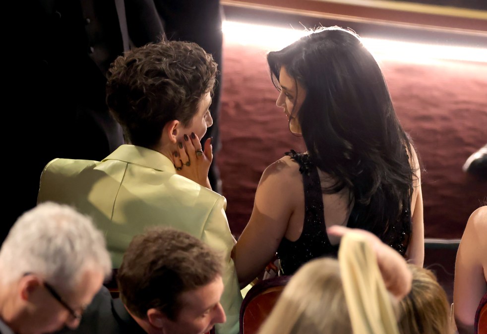 Timothée Chalamet and Kylie Jenner are seen during the 97th Annual Oscars 