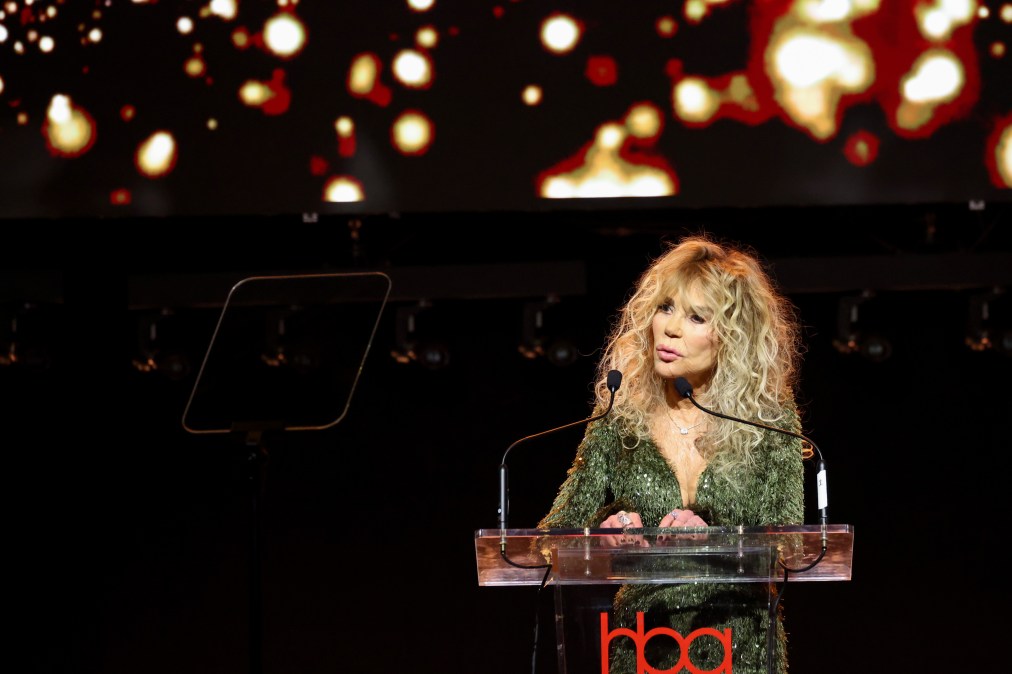 Dyan Cannon gives a speech in April, 2025