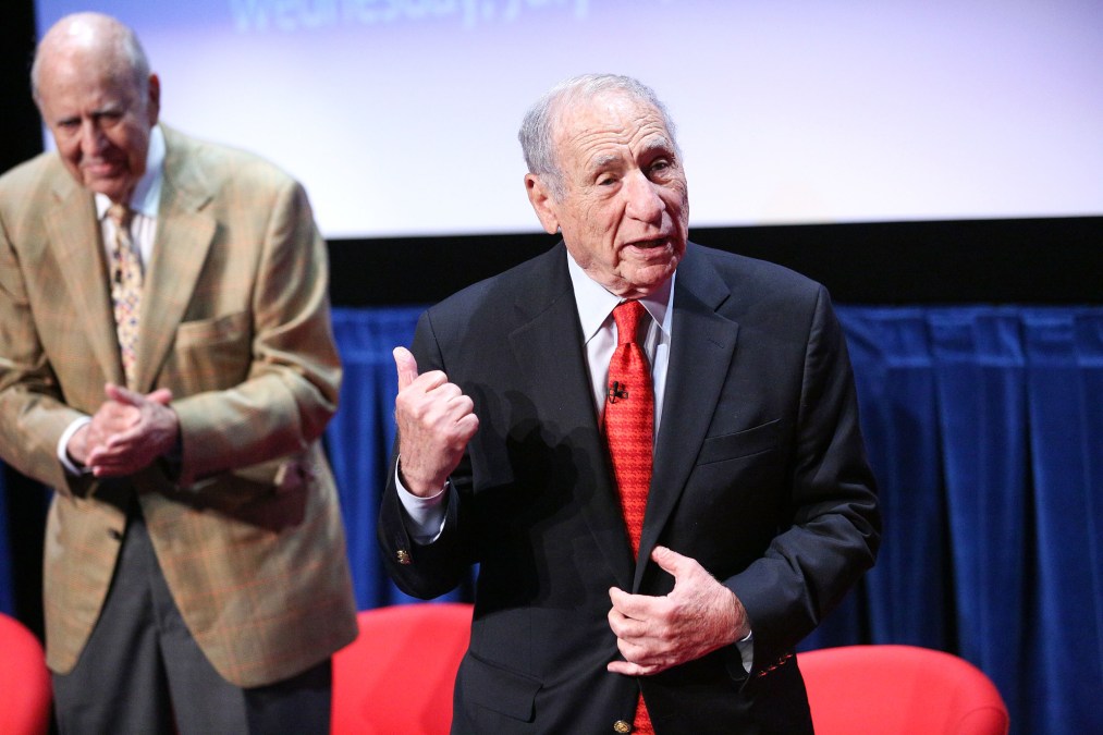 Actors Carl Reiner (L) and Mel Brooks 