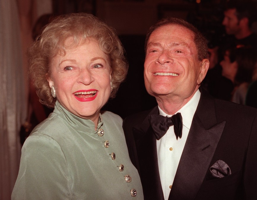 Betty White (L) in 1998.