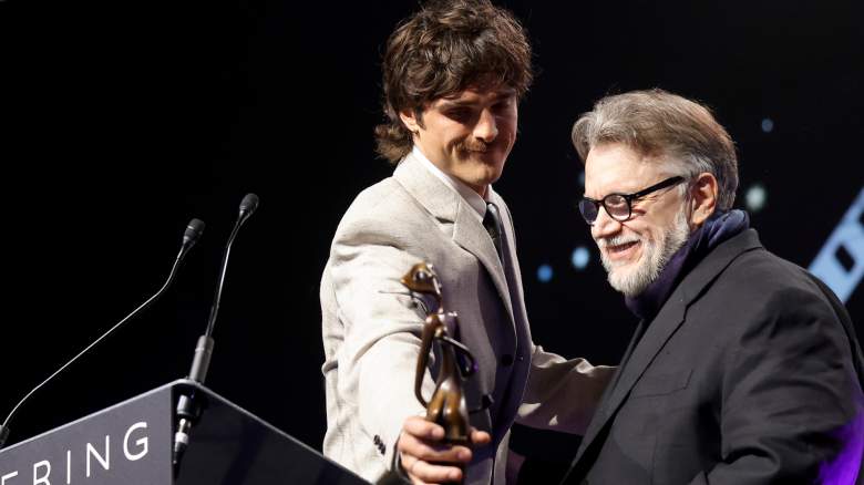 Jacob Elordi and Guillermo del Toro accept the Visionary Award