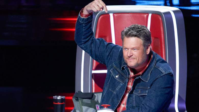 Blake Shelton pn the set of "The Voice"