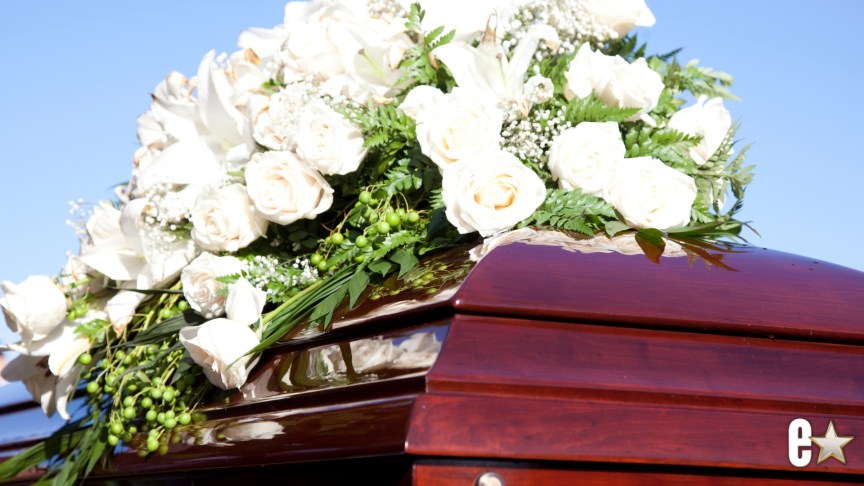 flowers on a coffin