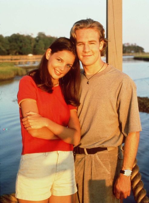 Katie Holmes as Joey Potter and James Van Der Beek as Dawson Leery