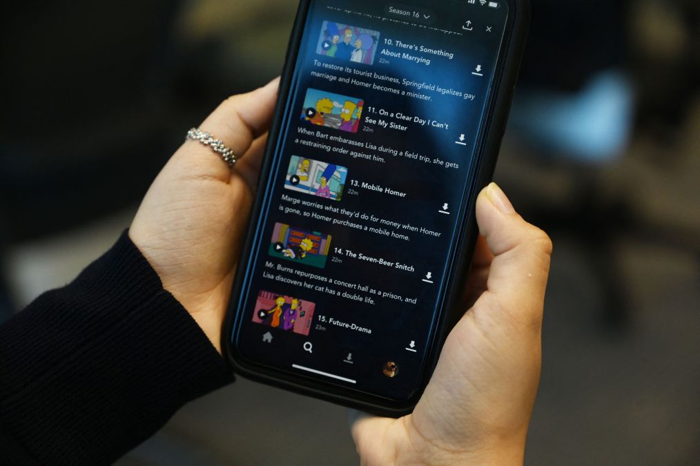 The Simpsons episodes on a phone