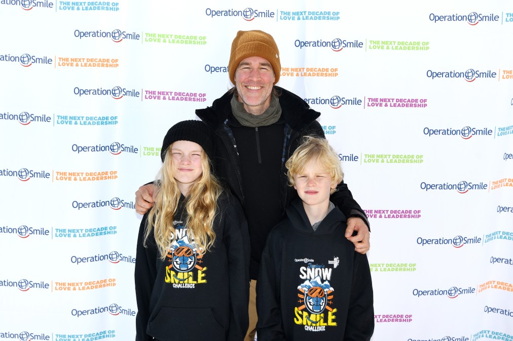 James Van Der Beek with two of his six children.