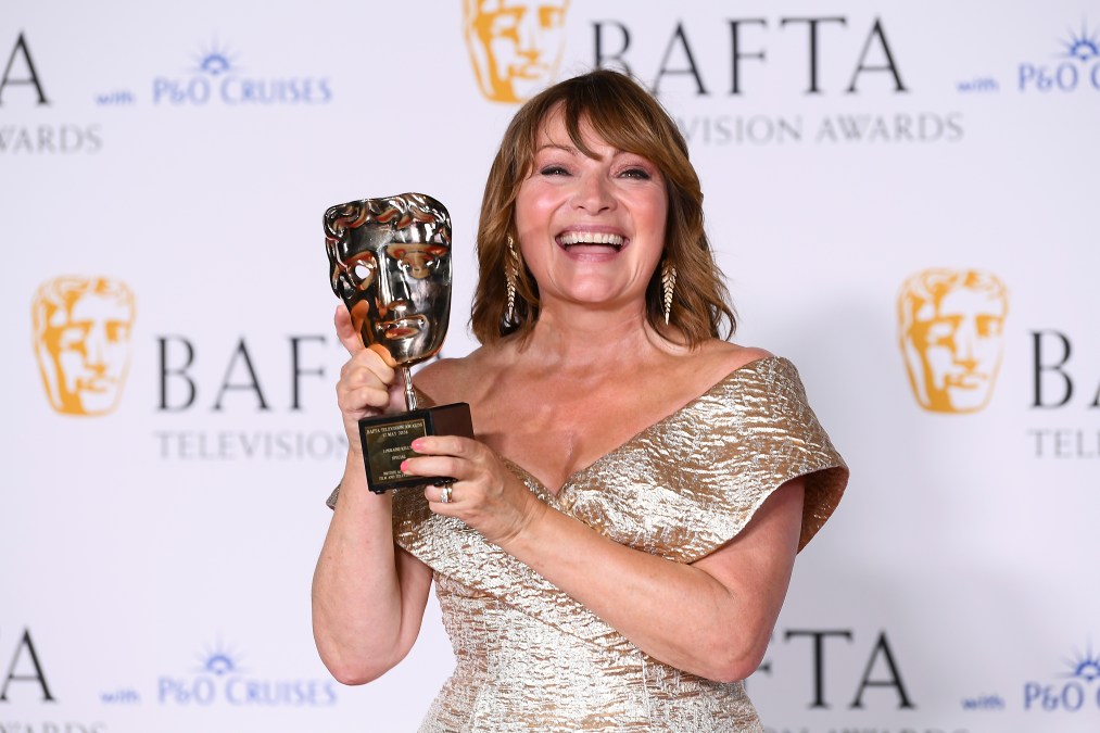 Lorraine Kelly poses with the Special Award in the Winners Room during the 2024 BAFTA Television Awards