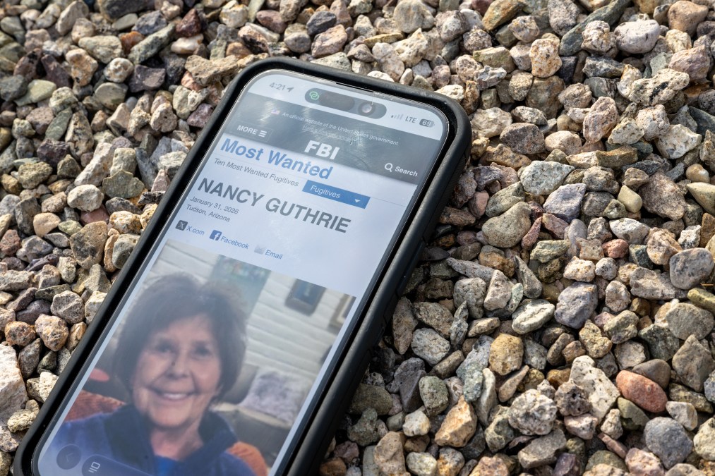 In this photo illustration, Nancy Guthrie is seen on the FBI website on a cellular phone February 10, 2026 in Tucson