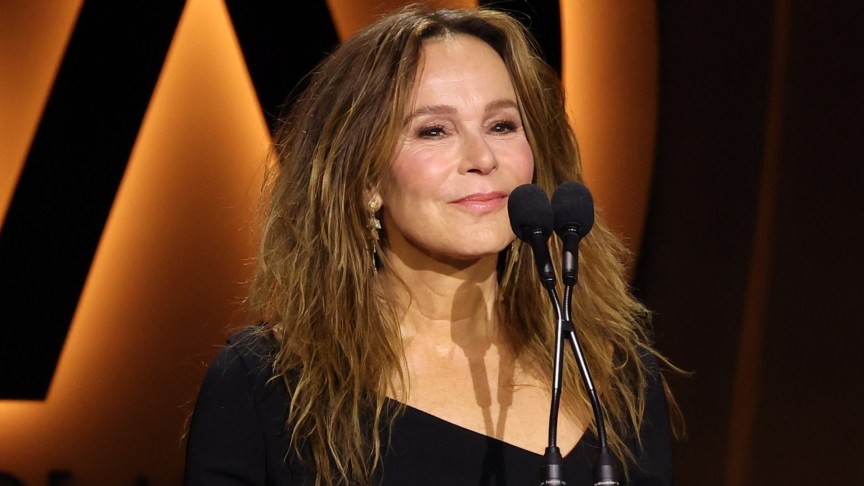 Jennifer Grey speaking onstage