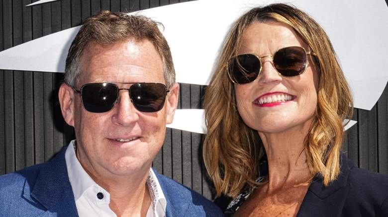 Michael Feldman and Savannah Guthrie wearing sunglasses and smiling