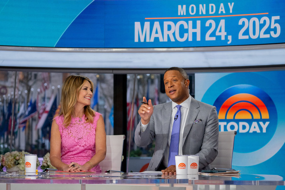 TODAY -- Pictured: Savannah Guthrie and Craig Melvin on Monday, March 24, 2025 