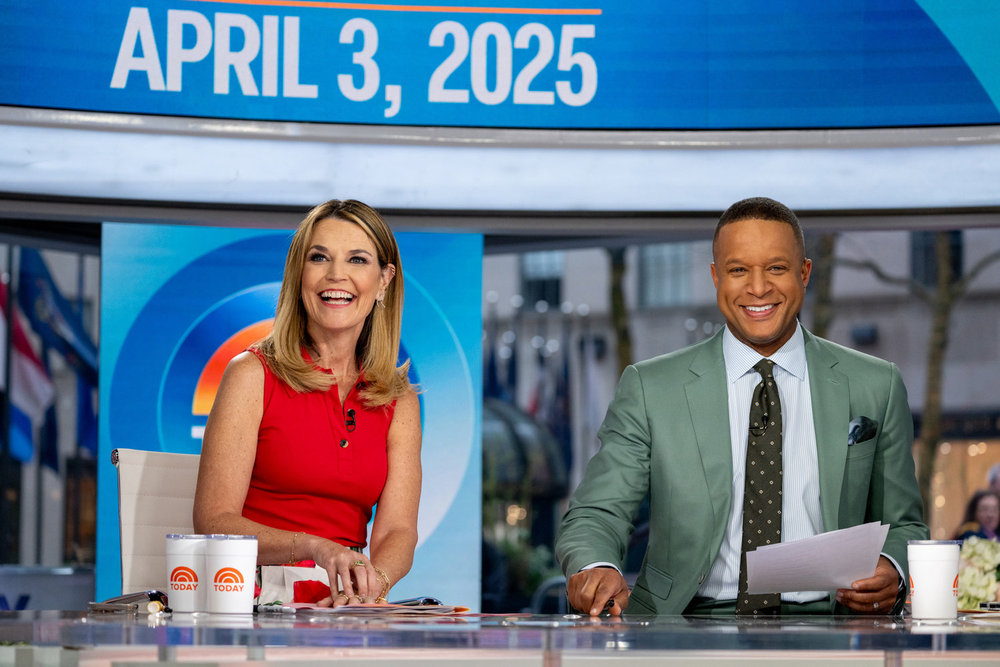 TODAY -- Pictured: Savannah Guthrie and Craig Melvin on Thursday, April 3, 2025