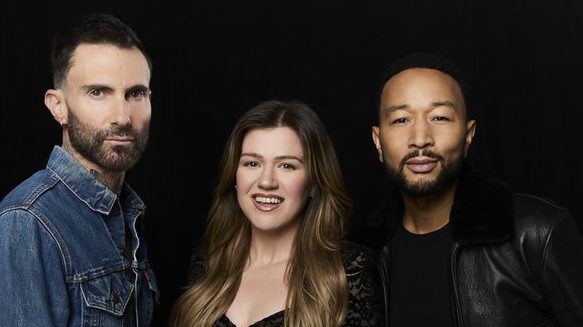 Adam Levine, Kelly Clarkson, and John Legend
