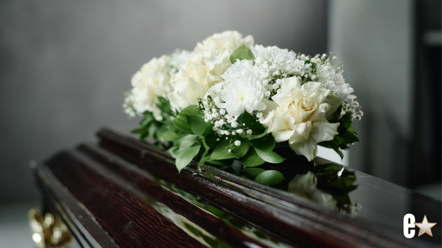 Flowers on a coffin