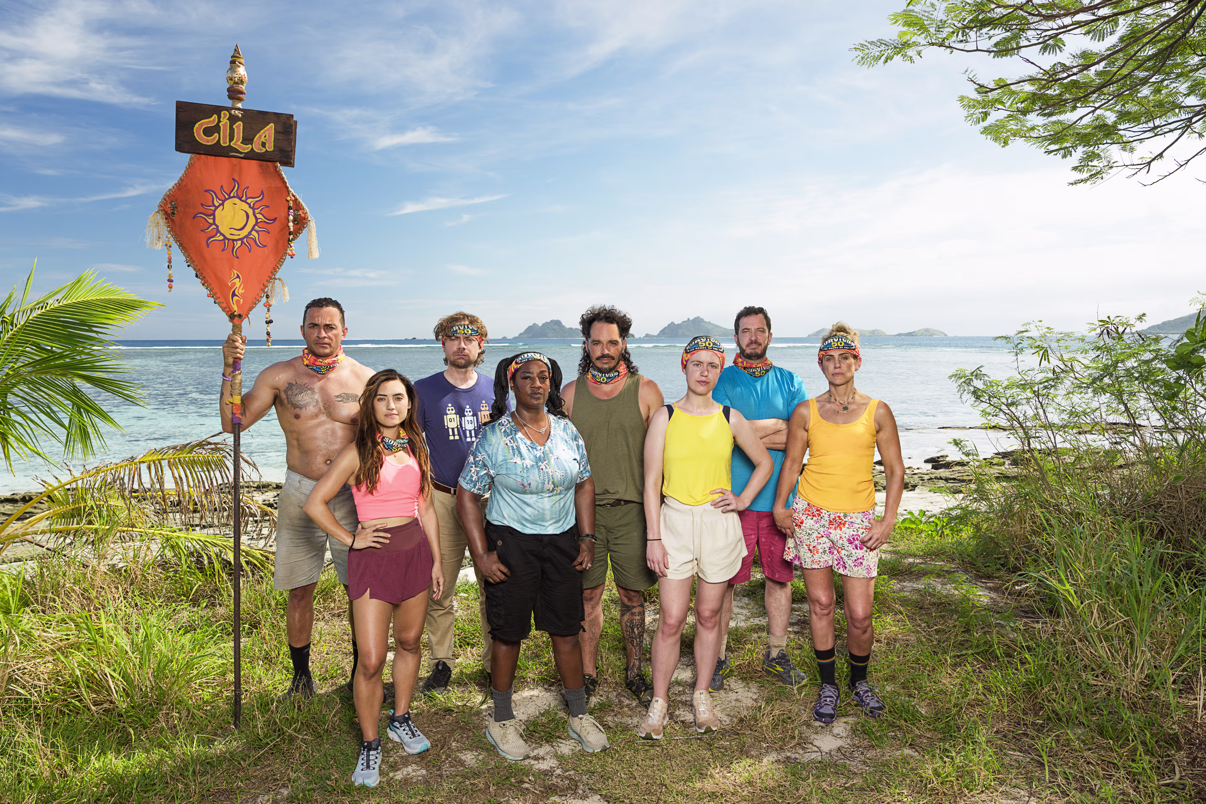 (L-R) Joe Hunter, Savannah Louie, Christian Hubicki, Cirie Fields, Ozzy Lusth, Emily Flippen, Rick Devens and Jenna Lewis-Doughtery