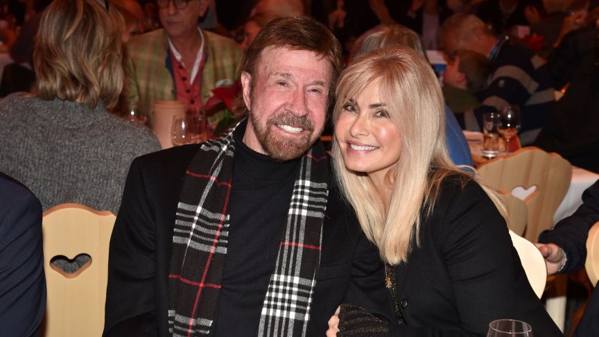 Actor Chuck Norris and wife Gena O'Kelley during the Gut Aiderbichl Christmas Market opening on November 12, 2019 in Henndorf am Wallersee, Austria